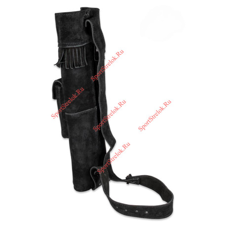 Колчан для стрел Buck Trail BAYOU 47CM заспинный из натуральной замши Чёрный